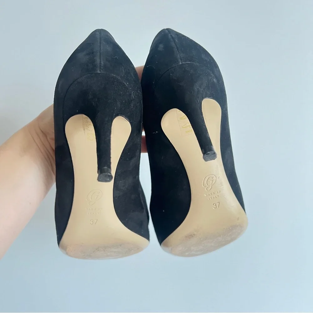 M. Gemi The Esatto 70mm Black Suede Leather Stiletto Heels Size EU 37